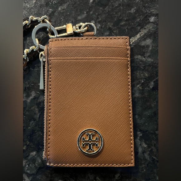 Tory Burch Accessories - Tory Burch Lanyard ID Card Holder Used Great Condition Brown Zip Closure